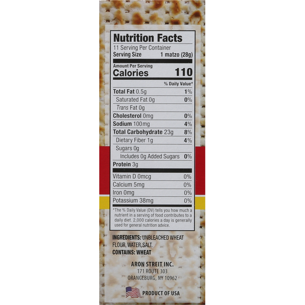Matzos de Streit's, ligeramente salados
