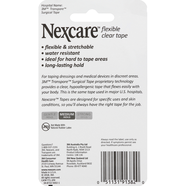 Pack de valeur de ruban médical transparent flexible Nexcare