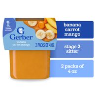 Gerber Etapa 2 Comida para Bebés Puré de Plátano, Zanahoria y Mango