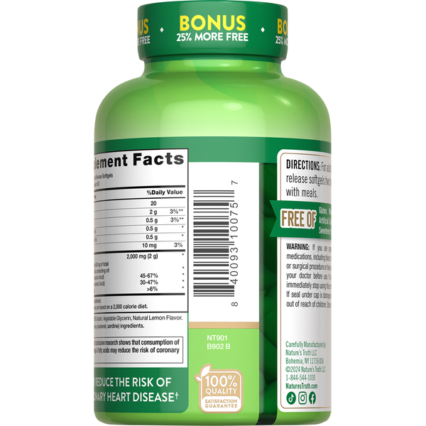 Nature's Truth Fish Oil Softgels with Lemon Flavor