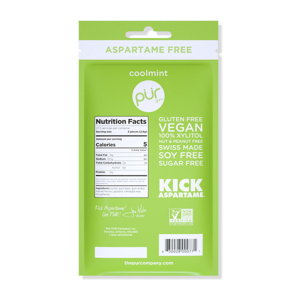 PÜR Chicle Natural Sabor Coolmint - Libre de Aspartame con Xilitol