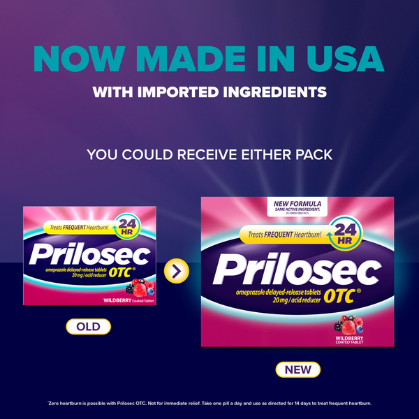 Comprimés de soulagement des brûlures d'estomac Prilosec OTC - Saveur de baies sauvages