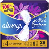 Always Radiant Compresas Sanitarias Nocturnas Con Alas