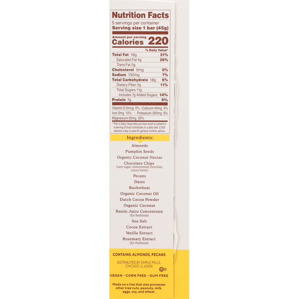 Simple Mills Nut & Seed Dark Chocolate Sea Salt Trail Bar