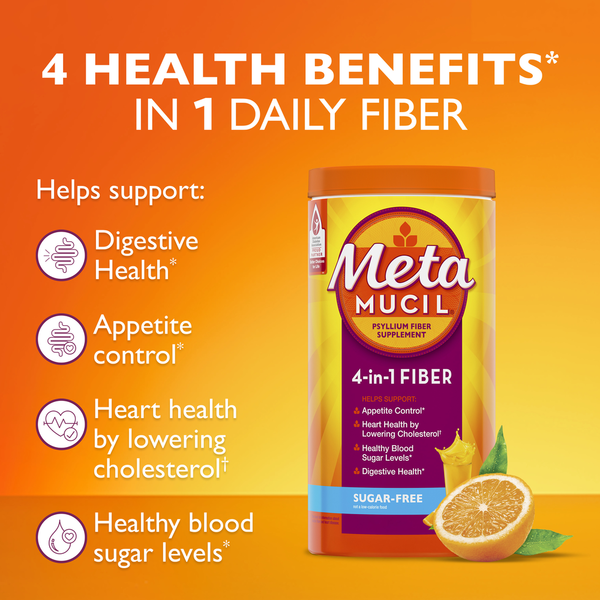 Supplément de fibres 4-en-1 sans sucre Metamucil, 114 portions