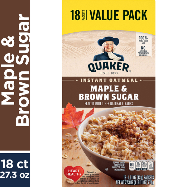 Flocons d'avoine instantanés Quaker, érable et cassonade - Pack