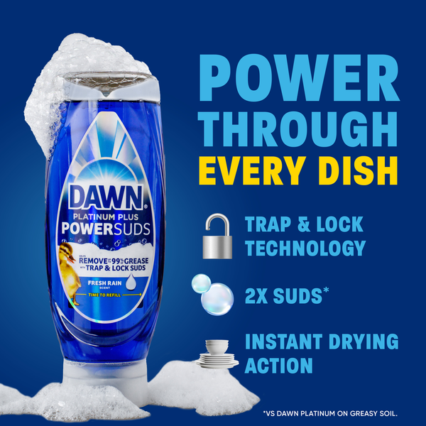 Dawn Platinum Plus PowerSuds Dish Soap, EZ-Squeeze Bottle