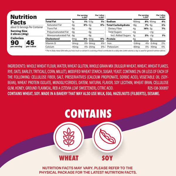 Pain multi-grains Delightful de Sara Lee, 20 oz