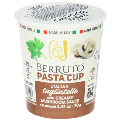 Taza de Pasta Berruto Tagliatelle Italiano con Salsa Cremosa de Champiñones