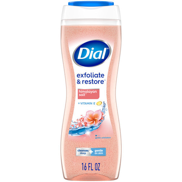 Dial Exfoliate & Restore Body Wash con Sal del Himalaya - 16 Fl Oz (Paquete de 4)