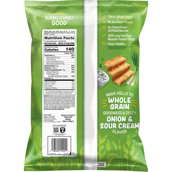Sun Chips Sabor Cebolla Francesa Snacks de Grano Entero