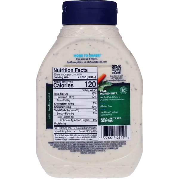 Vinaigrette et trempette Ranch Homestyle Litehouse - Taille familiale