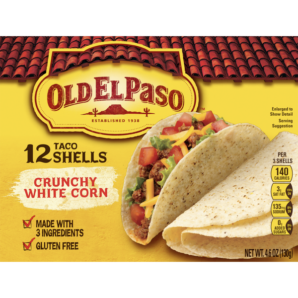 Old El Paso Crunchy White Corn Taco Shells - Gluten Free