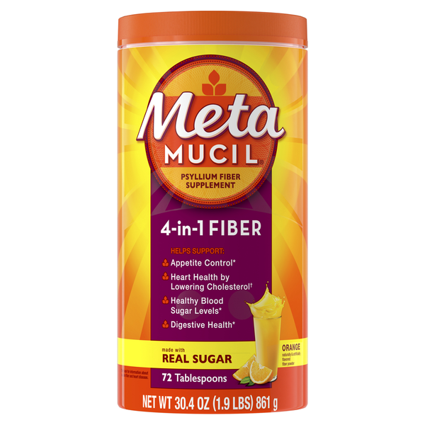 Supplément de fibres quotidien Metamucil - Poudre de psyllium, saveur orange