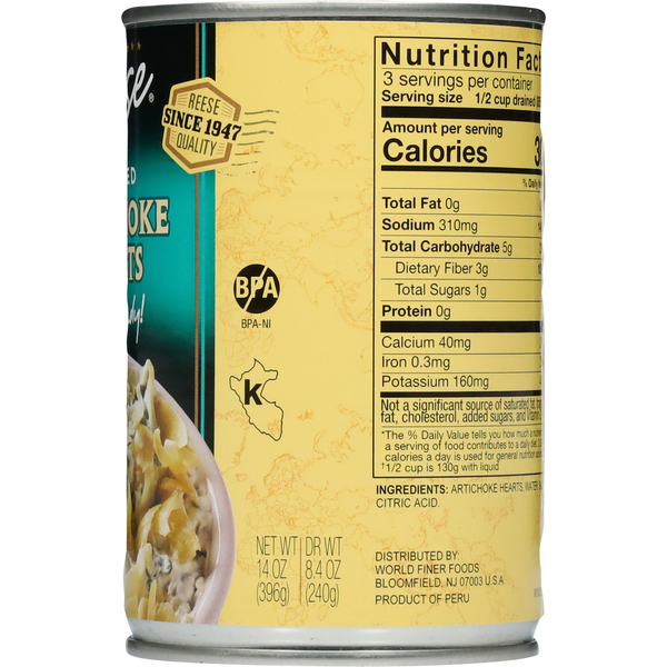 Reese's Chopped Artichoke Hearts - Premium Quality
