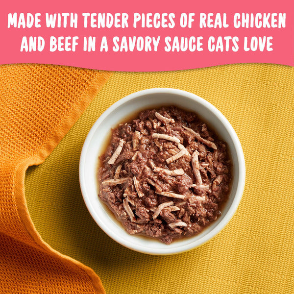 Meow Mix Tenders in Sauce Wet Cat Food with Real Chicken & Beef