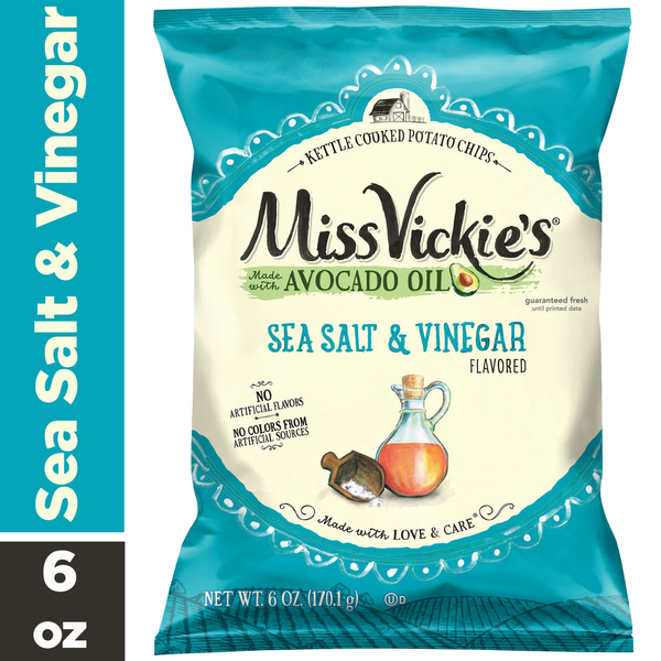Chips de pomme de terre Miss Vickie's cuits à la casserole - Sel de mer et vinaigre