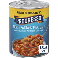 Soupe de pâtes rigati et boulettes de viande Progresso riche et copieuse