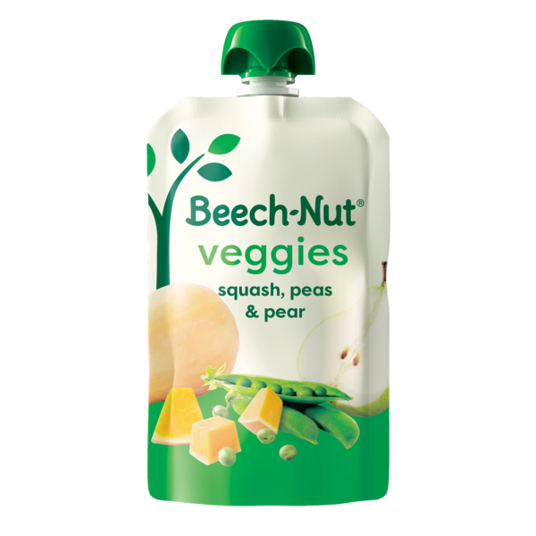 Aliments pour bébés Beech-Nut Veggies Étape 2, Courge, Pois et Poires, Sachet de 3,5 oz
