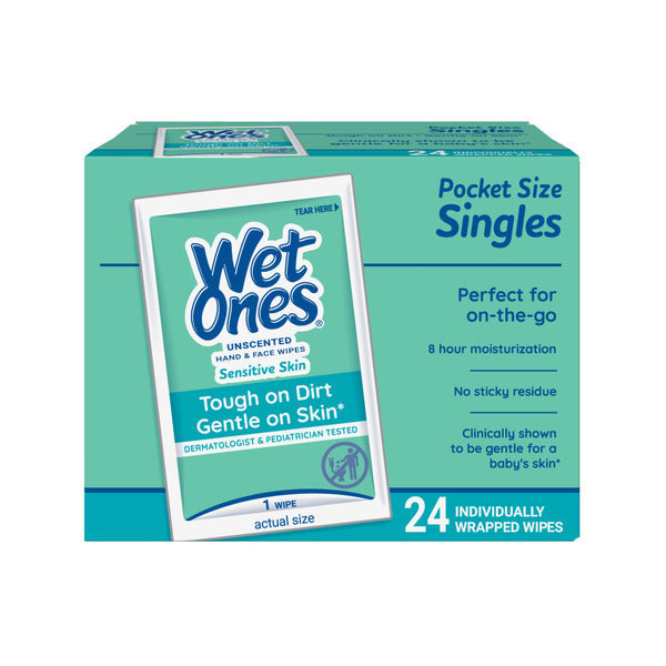 Toallitas Húmedas Wet Ones Individuales para Manos y Cara - Envase Individual, Sin Fragancia