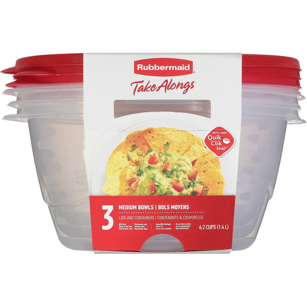 Conteneurs de stockage alimentaire moyens Rubbermaid avec couvercles, 6,2 tasses