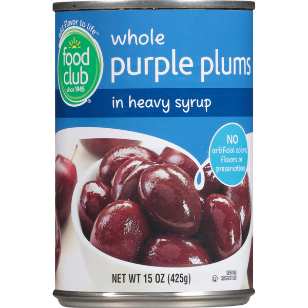 Food Club Whole Purple Plums in Heavy Syrup