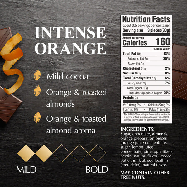 Lindt Excellence Intense Orange Dark Chocolate with Almonds