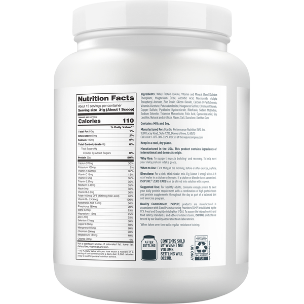 Isopure Creamy Vanilla Protein Powder Drink Mix