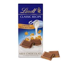 Barre de chocolat au lait Lindt recette classique caramel avec sel de mer