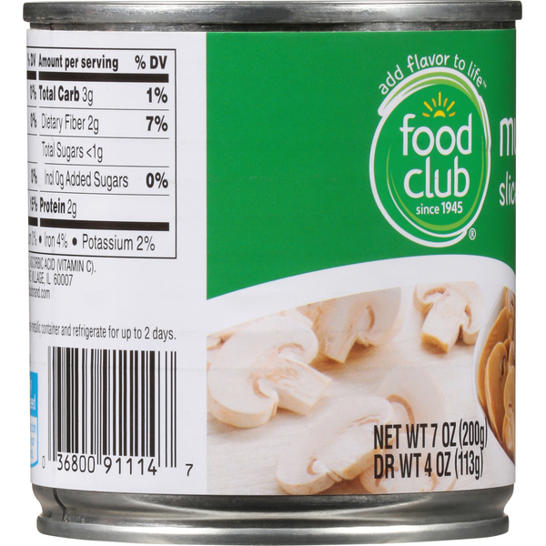 Food Club Sliced Mushrooms - Premium Quality