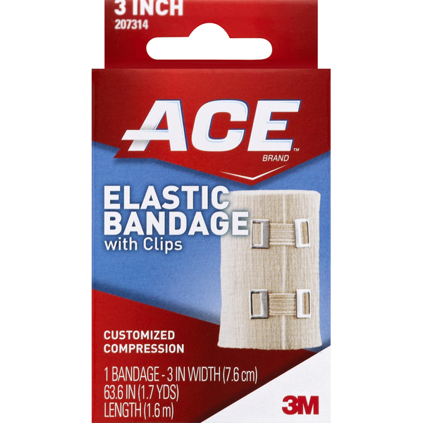 ACE Elastic Compression Bandage with Clips - 3 Inch