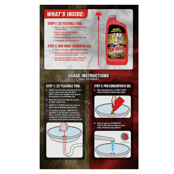 Kit de limpieza de desagües Drano Snake Plus con herramienta y sistema de gel
