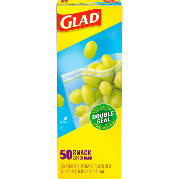 Glad Zipper Food Storage Plastic Bags - Snack Size
