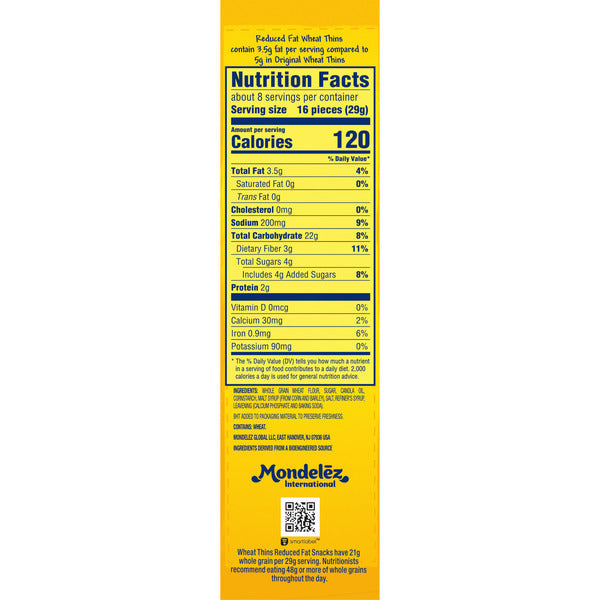 Galletas de trigo WHEAT THINS reducidas en grasa - 8 oz