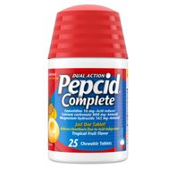 Pepcid Complete Réducteur d'Acidité + Chews Antiacides, Saveur Tropicale