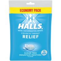 Bonbons contre la toux sans sucre Halls Relief Menthol Montagne