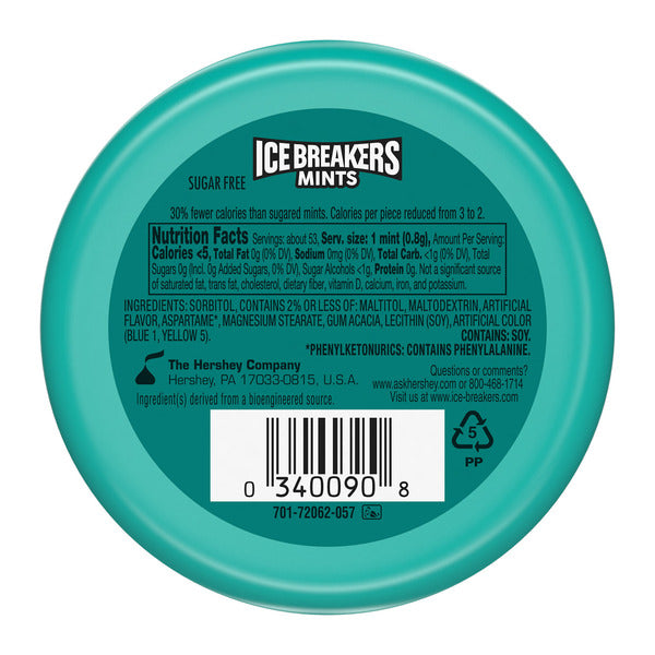 Bâtonnet de bonbons à la menthe sans sucre ICE BREAKERS Wintergreen - 1,5 oz