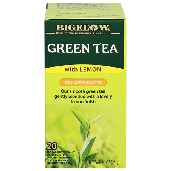 Bigelow Té Verde Descafeinado con Limón - Bolsitas de Té