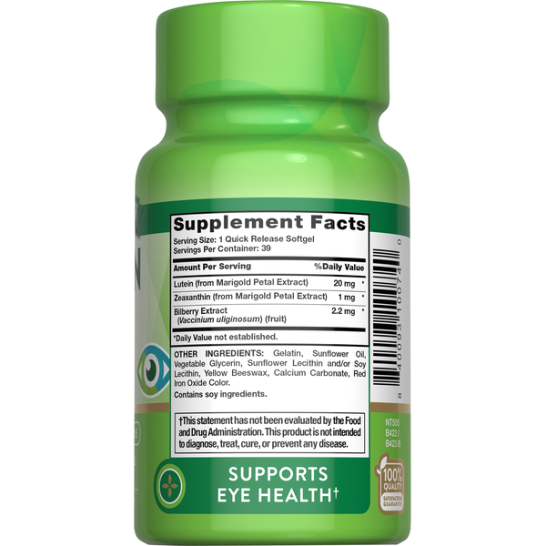 Nature's Truth Lutein plus Zeaxan & Bilberry Softgel