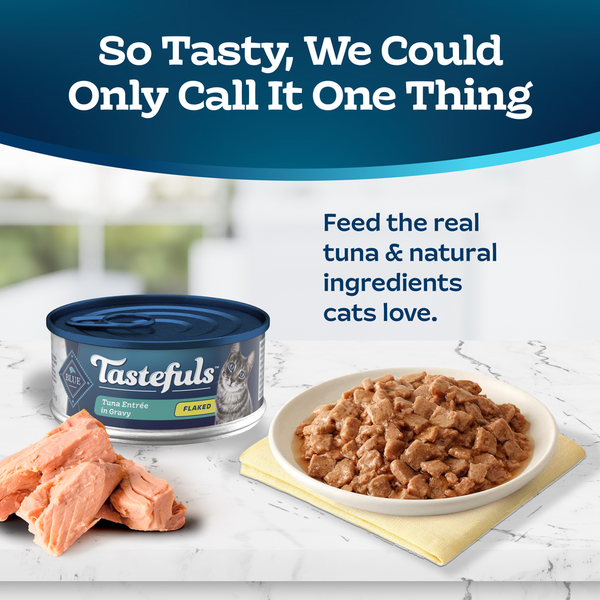 Blue Buffalo Tastefuls Nourriture humide pour chat en flocons naturels, Entrée au thon