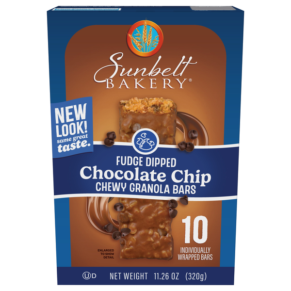 Barras de Granola de Chocolate con Chips y Cubierta de Fudge de Sunbelt Bakery
