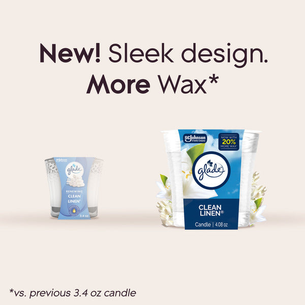 Bougie à mèche unique Glade - Parfum de linge propre