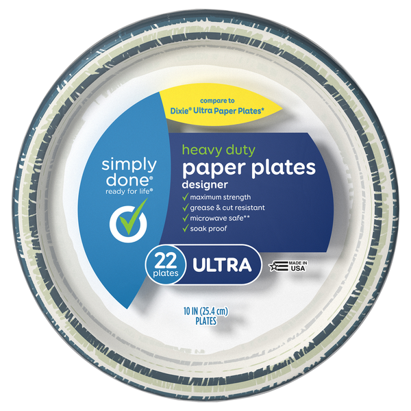 Simply Done Heavy Duty Designer Paper Plates - 10-1/16"