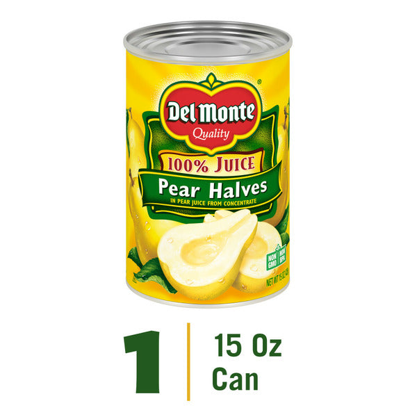 Mitades de Pera Del Monte en Jugo 100% - Fruta en Lata Premium