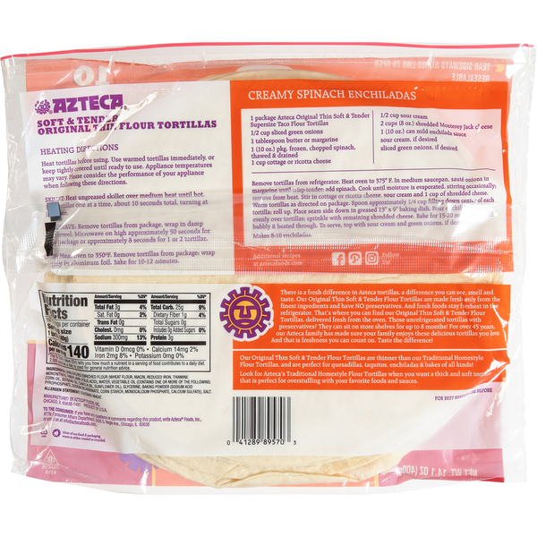 Azteca Original Thin Flour Tortillas - Supersize Taco