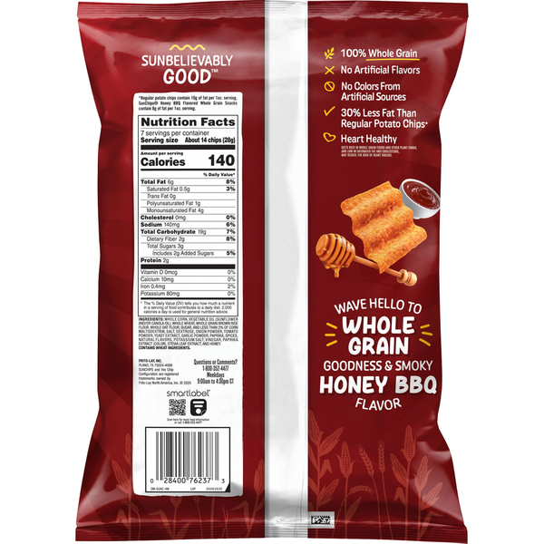 Sun Chips Whole Grain Snacks, Honey BBQ