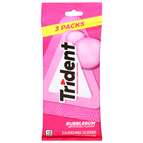 Trident Sugar Free Bubblegum Gum Stimulators - 3 Packs