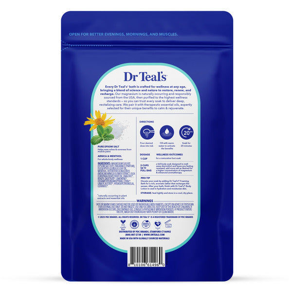 Bain de Sel d'Epsom Dr Teal's Arnica Soulagement Corporel avec Menthol
