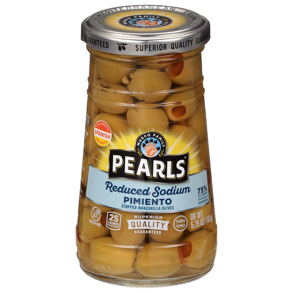 Aceitunas Manzanilla Rellenas de Pimiento con Bajo Contenido de Sodio Pearls