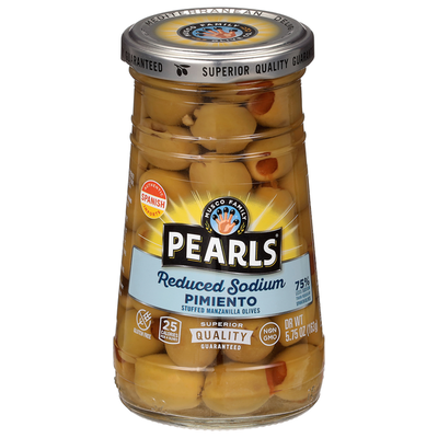 Aceitunas Manzanilla Rellenas de Pimiento con Bajo Contenido de Sodio Pearls